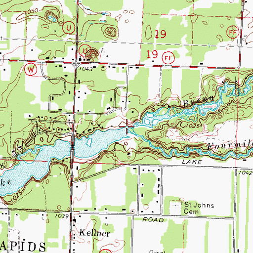 Topographic Map of Buena Vista Creek, WI
