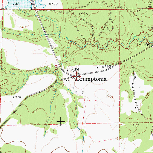 Topographic Map of Crumptonia, AL