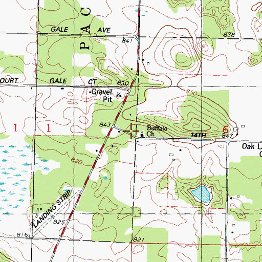 Topographic Map of Buffalo Church, WI