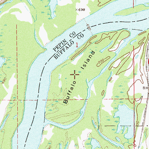 Topographic Map of Buffalo Island, WI