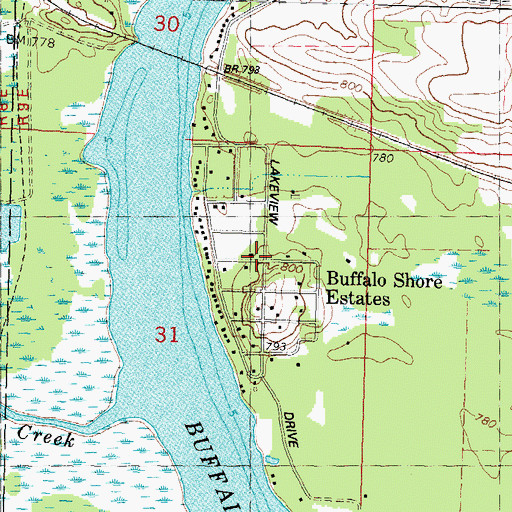 Topographic Map of Buffalo Shore Estates, WI