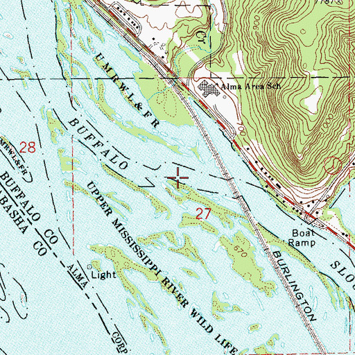 Topographic Map of Buffalo Slough, WI