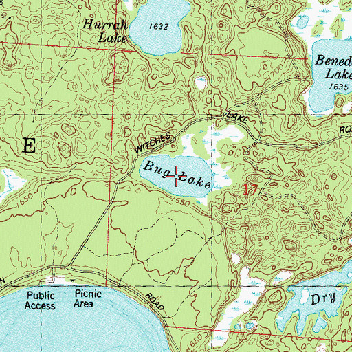 Topographic Map of Bug Lake, WI