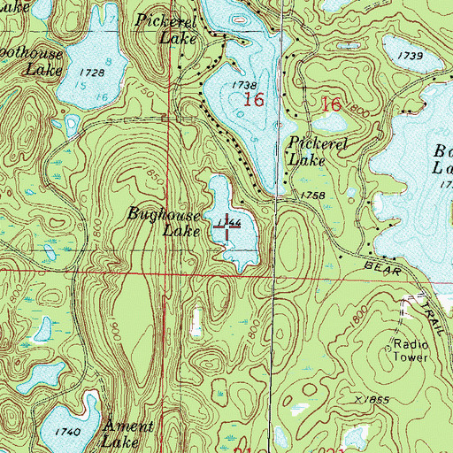 Topographic Map of Bughouse Lake, WI