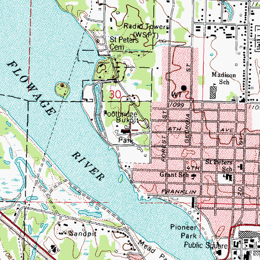 Topographic Map of Bukolt Park, WI
