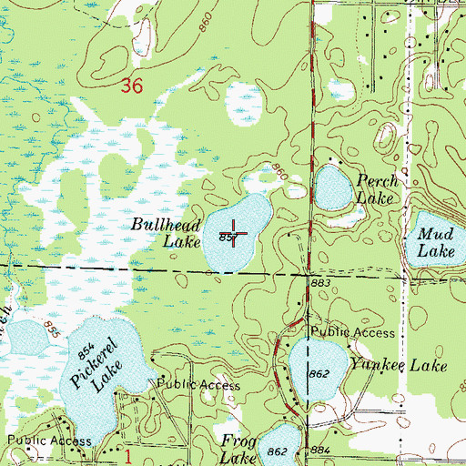 Topographic Map of Bullhead Lake, WI