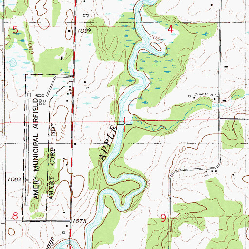 Topographic Map of Bull Brook, WI