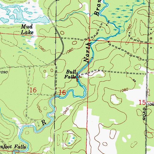 Topographic Map of Bull Falls, WI