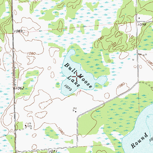 Topographic Map of Bull Moose Lake, WI