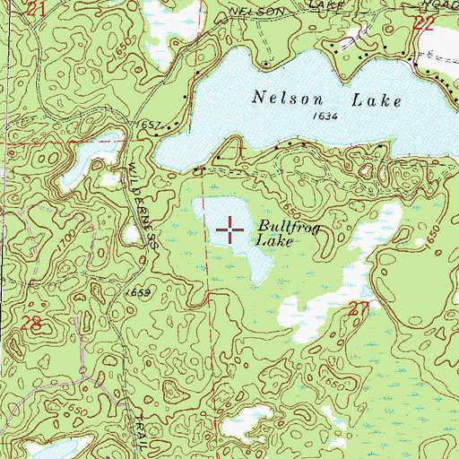 Topographic Map of Bullfrog Lake, WI