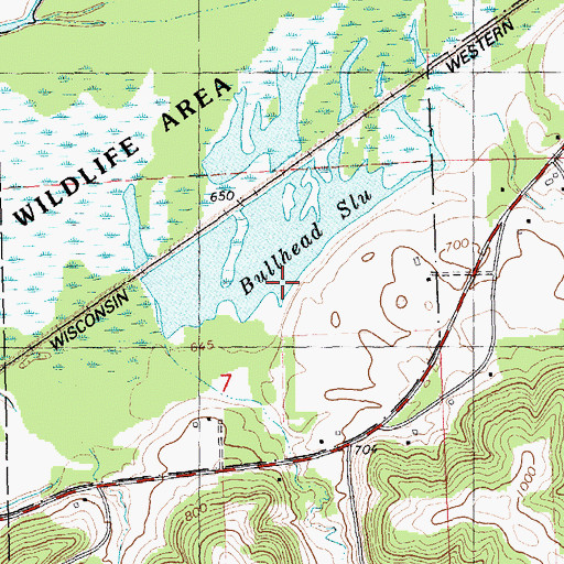 Topographic Map of Bullhead Slough, WI