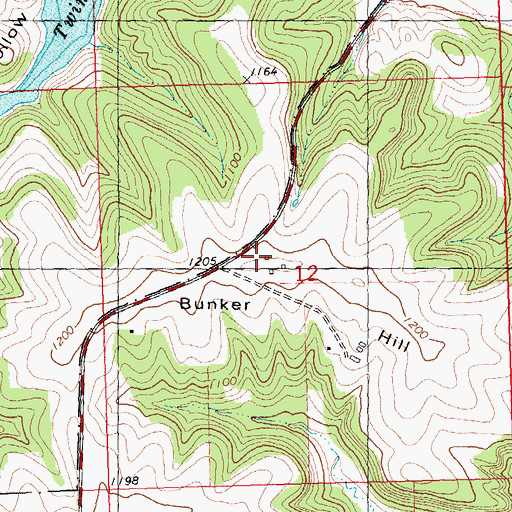 Topographic Map of Bunker Hill, WI