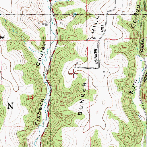 Topographic Map of Bunker Hill, WI