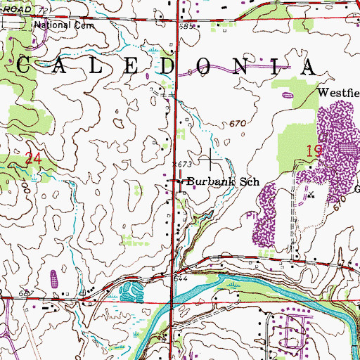Topographic Map of Burbank School, WI