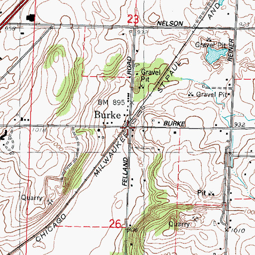 Topographic Map of Burke, WI