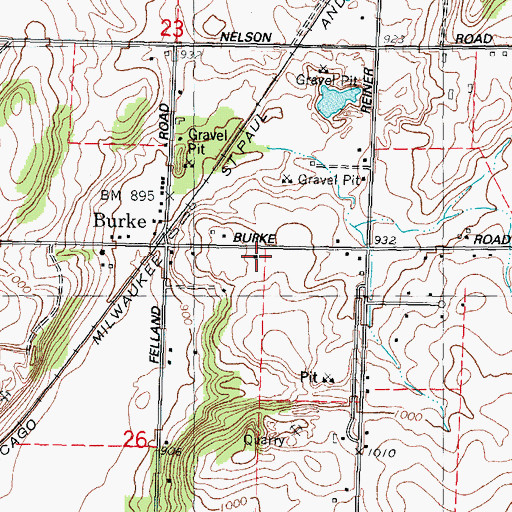 Topographic Map of Burke Station School, WI