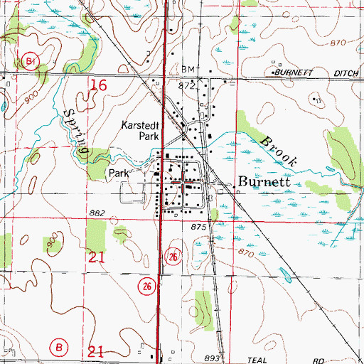 Topographic Map of Burnett, WI