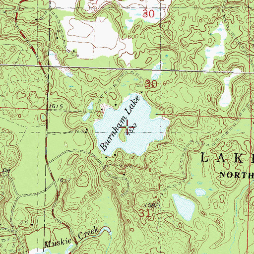 Topographic Map of Burnham Lake, WI