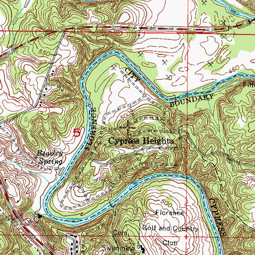 Topographic Map of Cypress Heights, AL