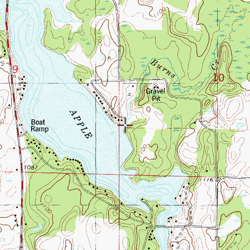 Topographic Map of Burns Creek, WI