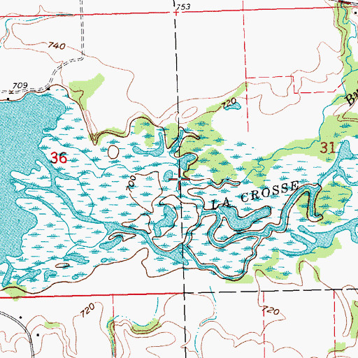 Topographic Map of Burns Creek, WI