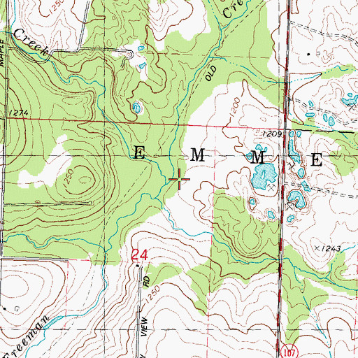 Topographic Map of Burns Creek, WI
