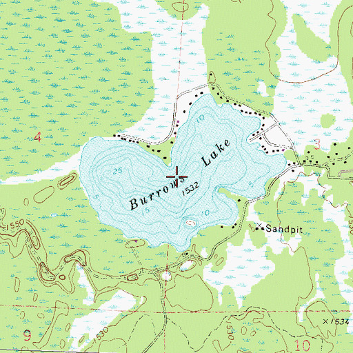 Topographic Map of Burrows Lake, WI