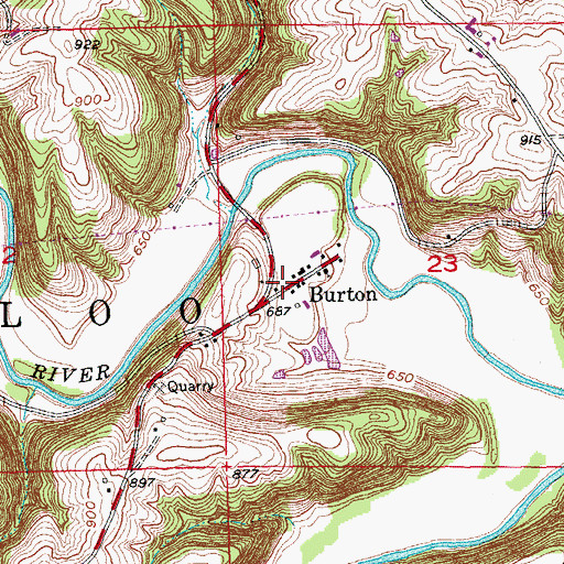 Topographic Map of Burton, WI