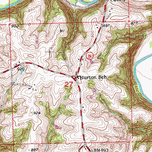 Topographic Map of Burton School, WI