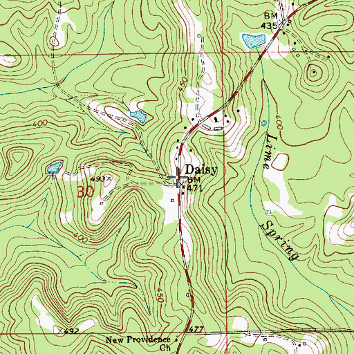 Topographic Map of Daisy, AL