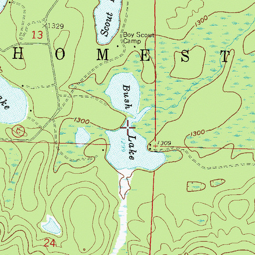 Topographic Map of Bush Lake, WI
