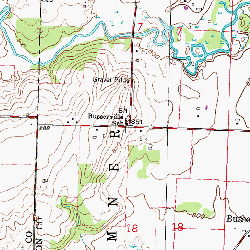 Topographic Map of Busseyville School, WI