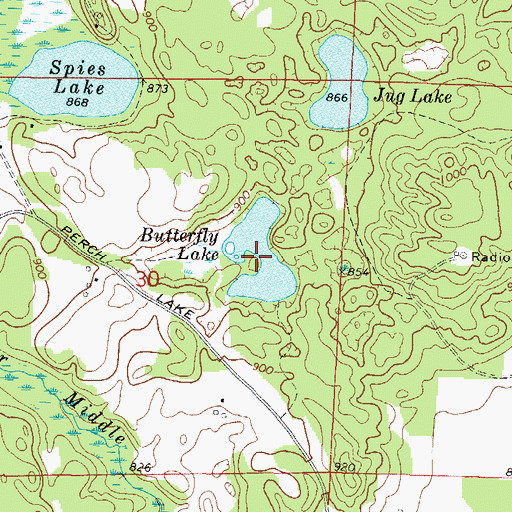 Topographic Map of Butterfly Lake, WI
