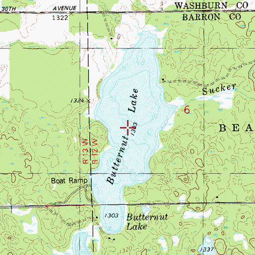 Topographic Map of Butternut Lake, WI
