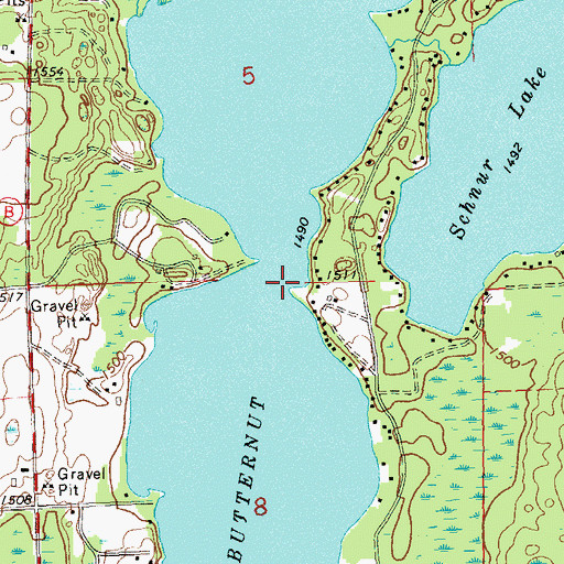 Topographic Map of Butternut Lake, WI