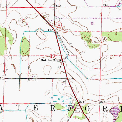 Topographic Map of Buttles School, WI