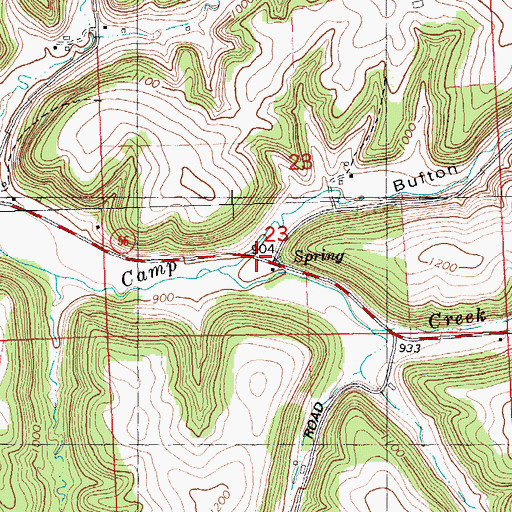 Topographic Map of Button Hollow, WI