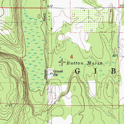 Topographic Map of Button Marsh, WI