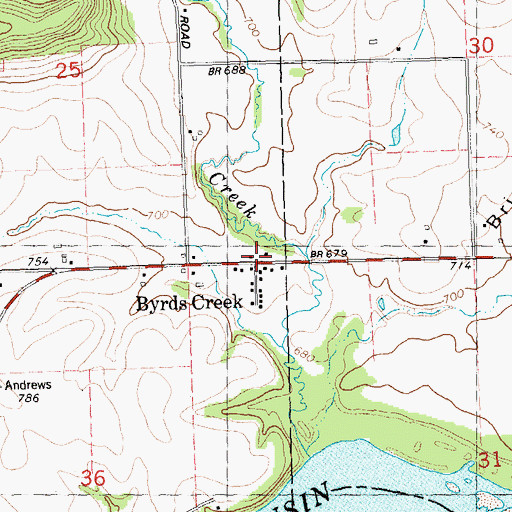 Topographic Map of Byrds Creek, WI