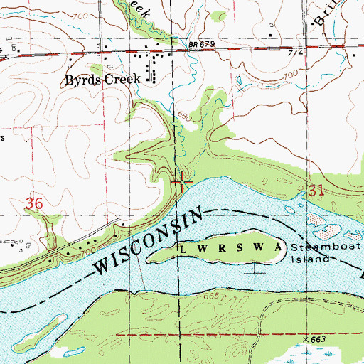 Topographic Map of Byrds Creek, WI
