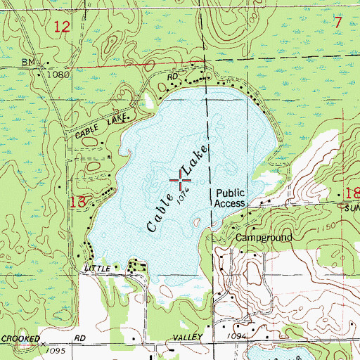 Topographic Map of Cable Lake, WI