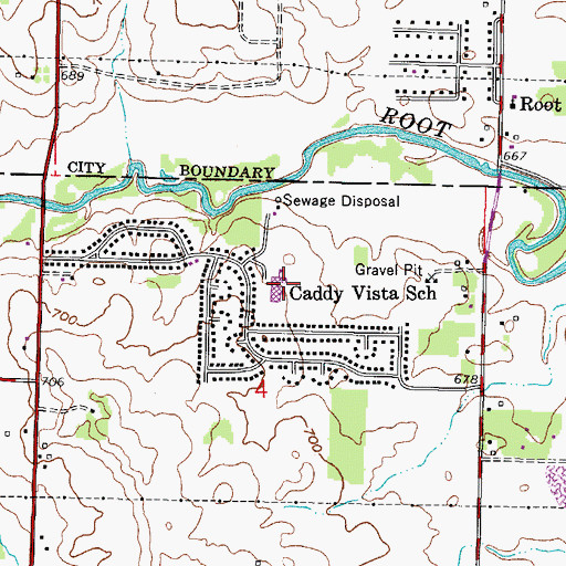 Topographic Map of Caddy Vista Elementary School, WI