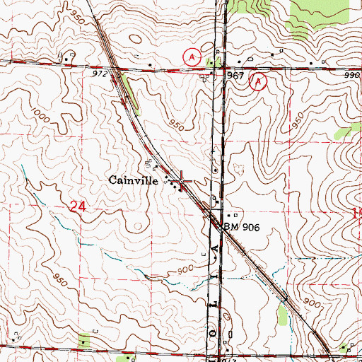 Topographic Map of Cainville, WI