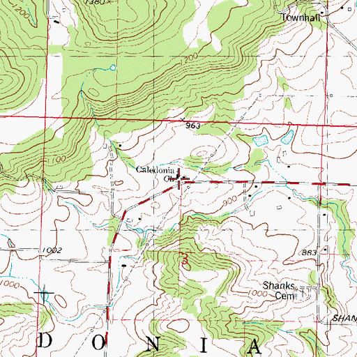 Topographic Map of Caledonia Church, WI