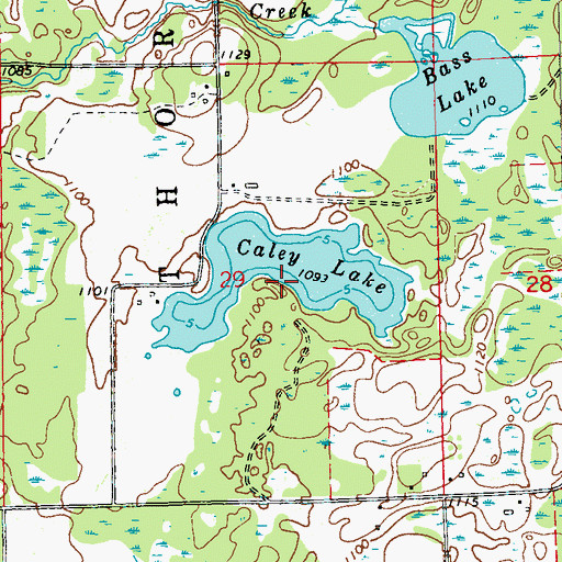 Topographic Map of Caley Lake, WI