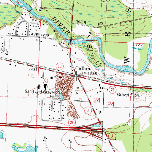 Topographic Map of Callon, WI