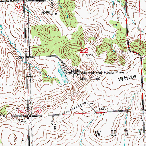 Topographic Map of Calumet and Hecla Mine, WI