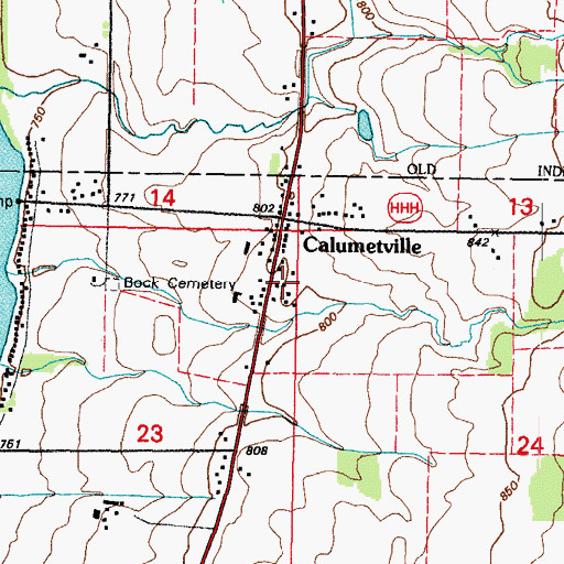 Topographic Map of Calumetville, WI