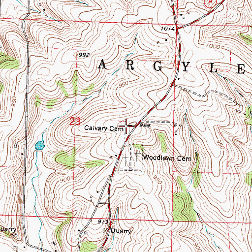 Topographic Map of Calvary Cemetery, WI