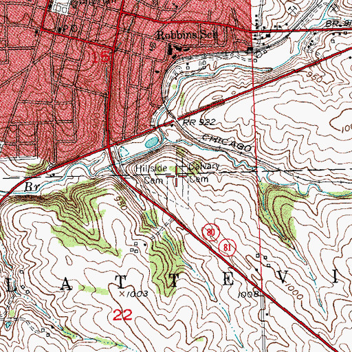 Topographic Map of Calvary Cemetery, WI